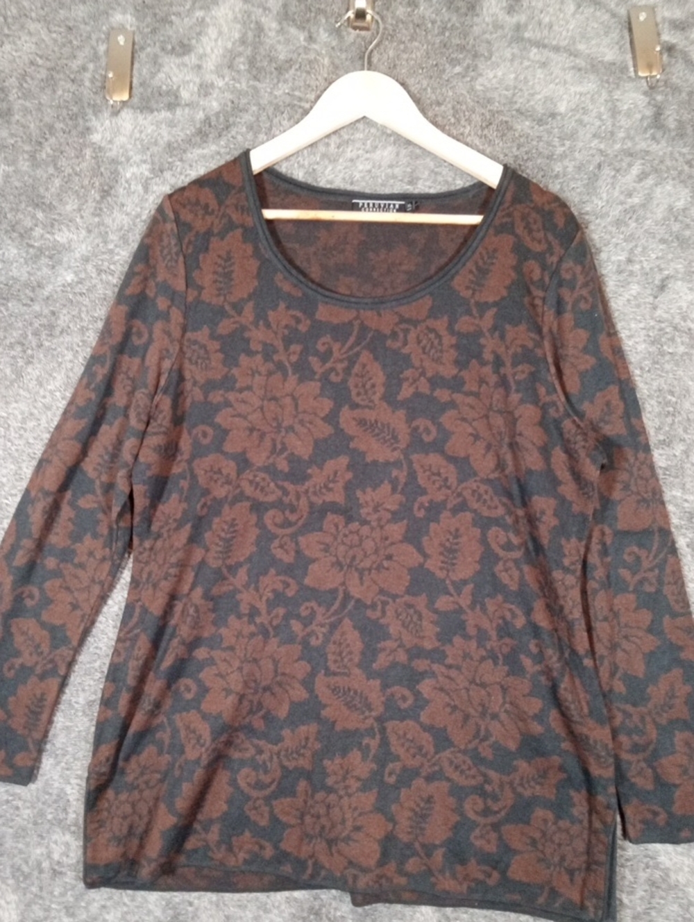Peruvian Connection Womens Pima Cotton Florak Top Fall Earthy Boho Casual XL - Picture 3 of 12